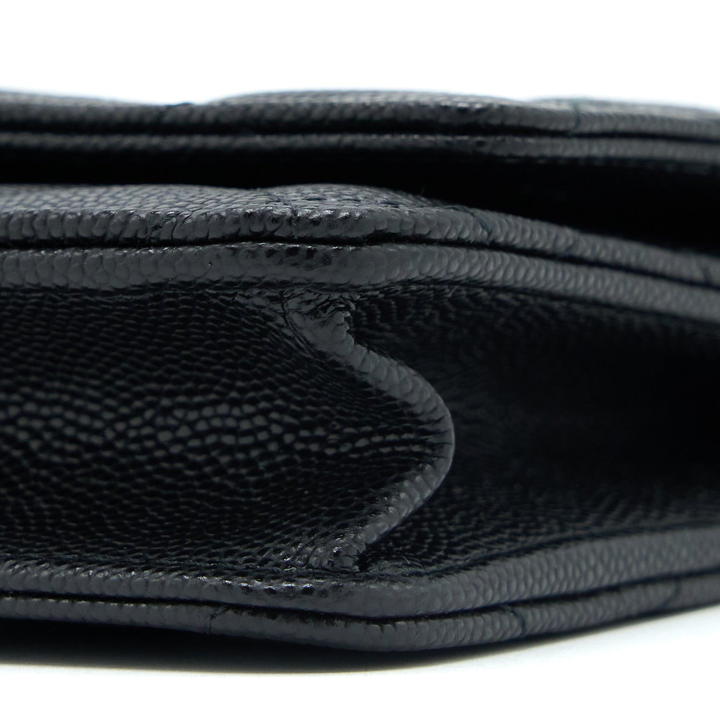 Chanel Giant CC Logo Wallet On Chain Caviar Black L (Microchip)