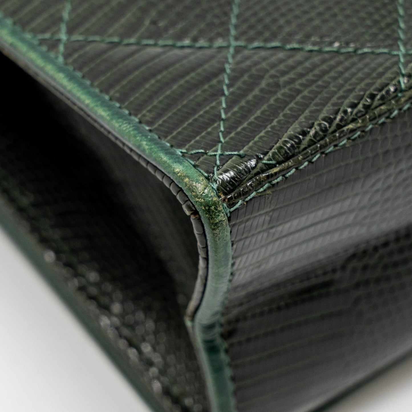 Chanel  Envelop Flap Bag With Chain Lizard Dark Green