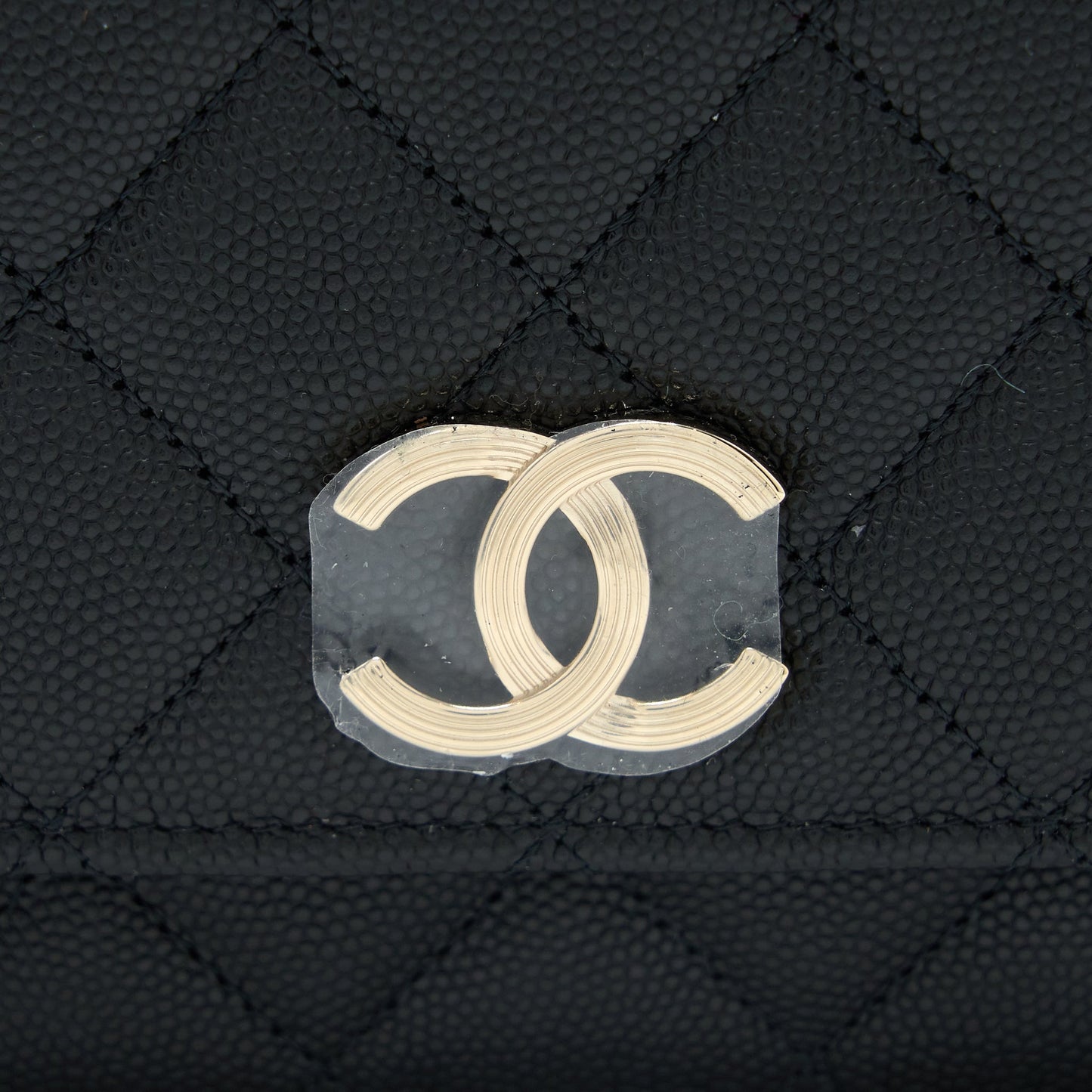 Chanel Giant CC Logo Wallet On Chain Caviar Black L (Microchip)