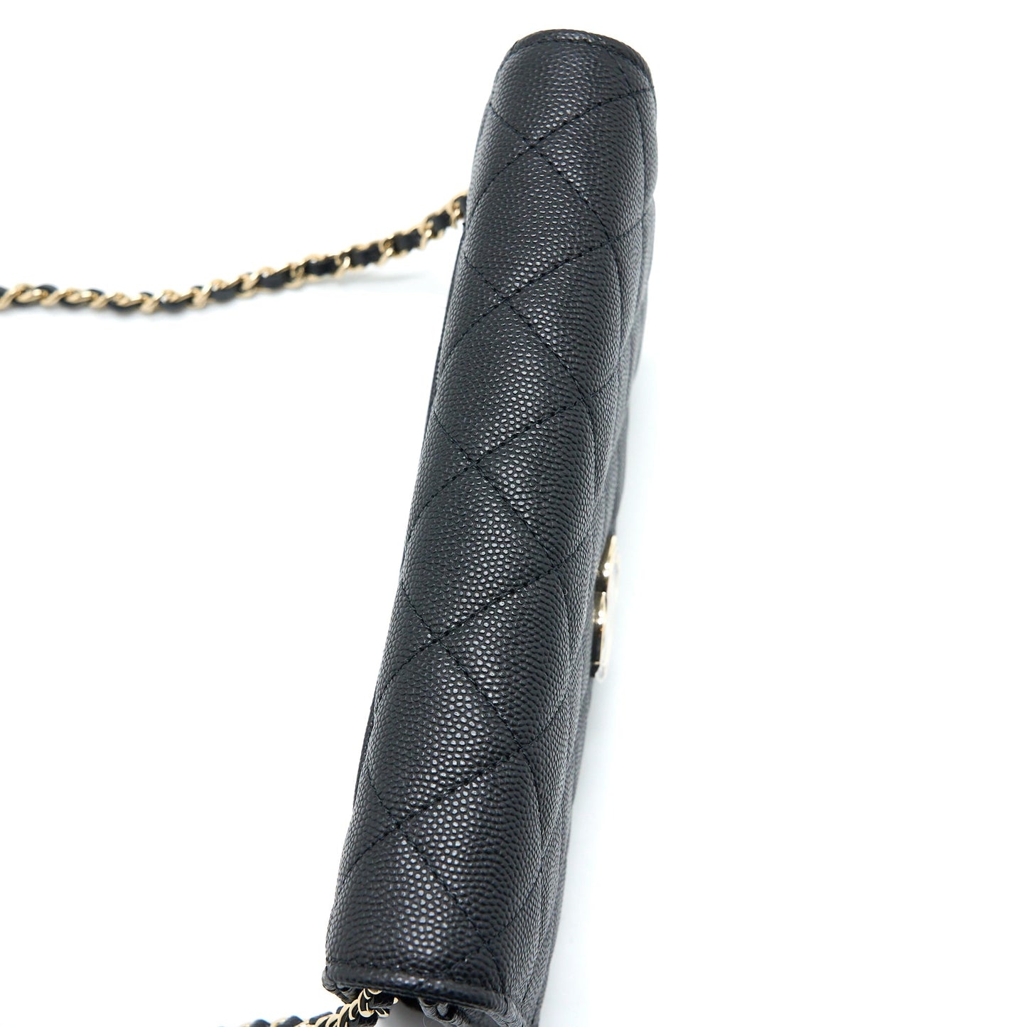 Chanel Giant CC Logo Wallet On Chain Caviar Black L (Microchip)