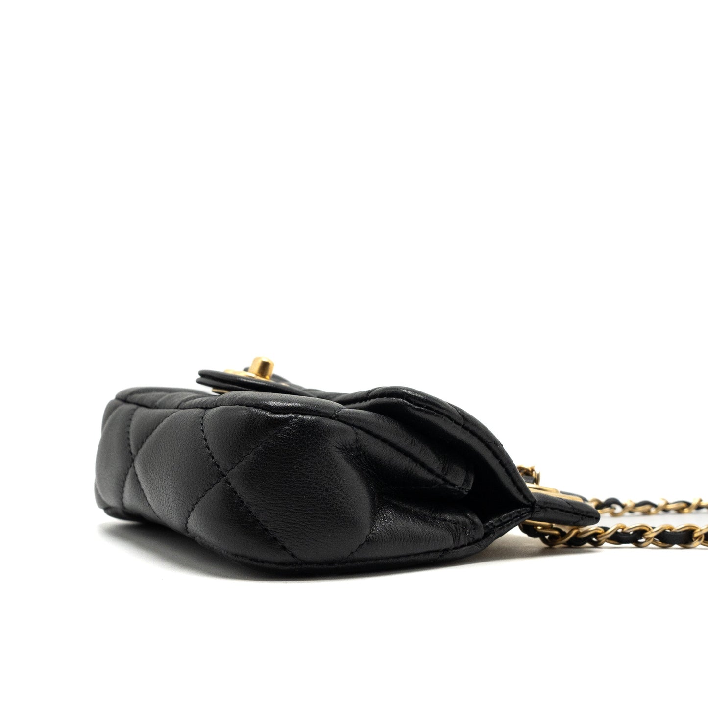 Chanel 21K Mini Flap Bag Calfskin Black Brushed