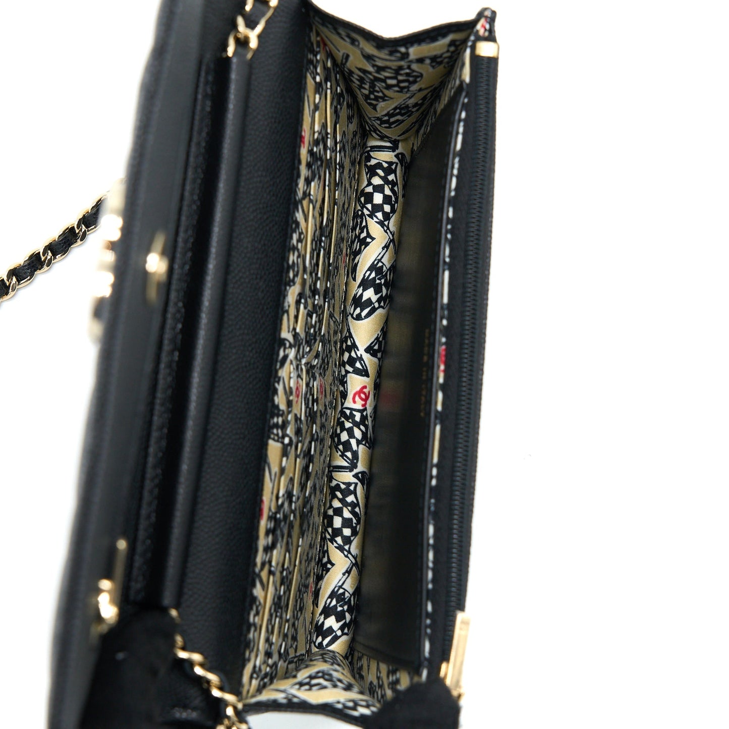 Chanel Giant CC Logo Wallet On Chain Caviar Black L (Microchip)