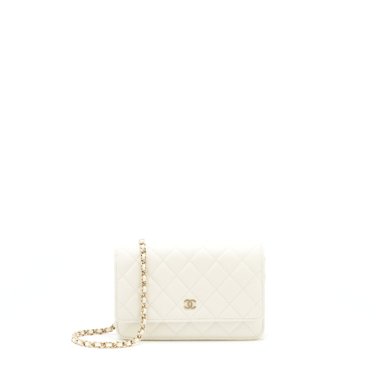 Chanel Classic Wallet On Chain Caviar White L
