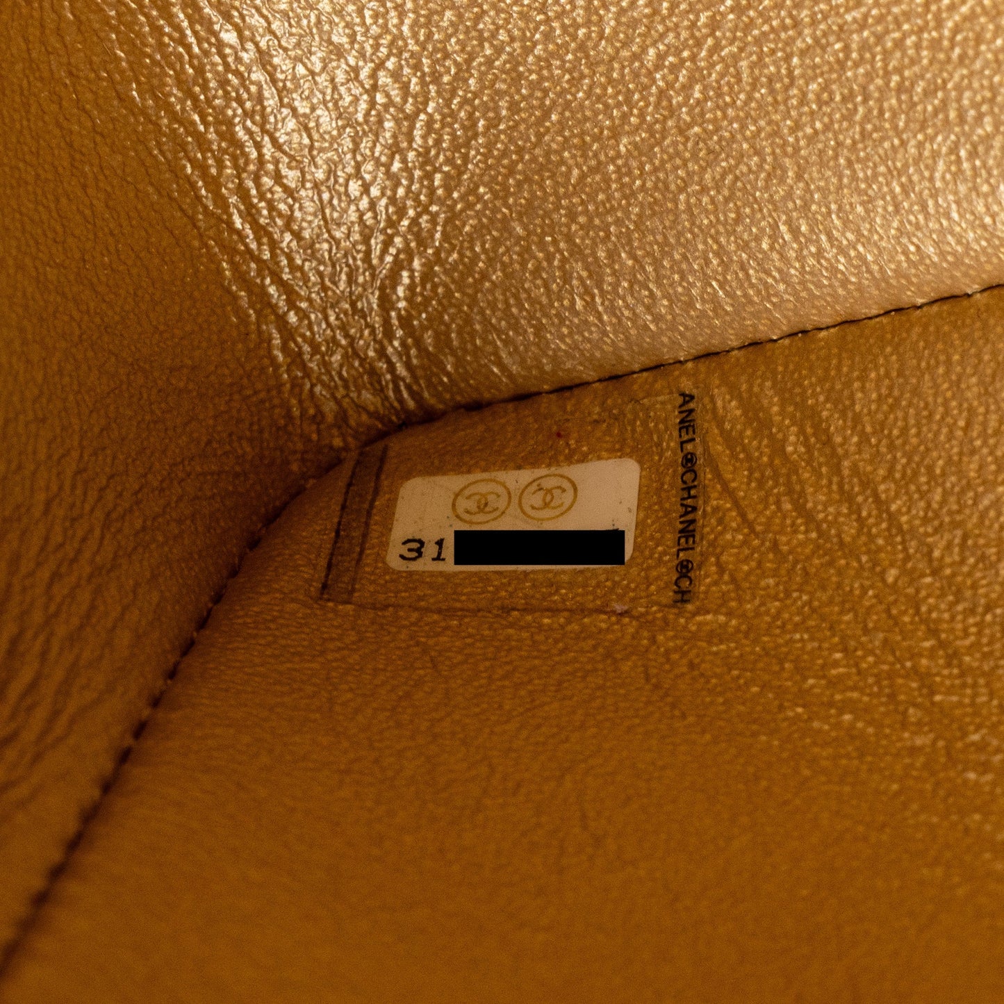 Chanel Mini Rectangular flap bag lambskin metallic gold L