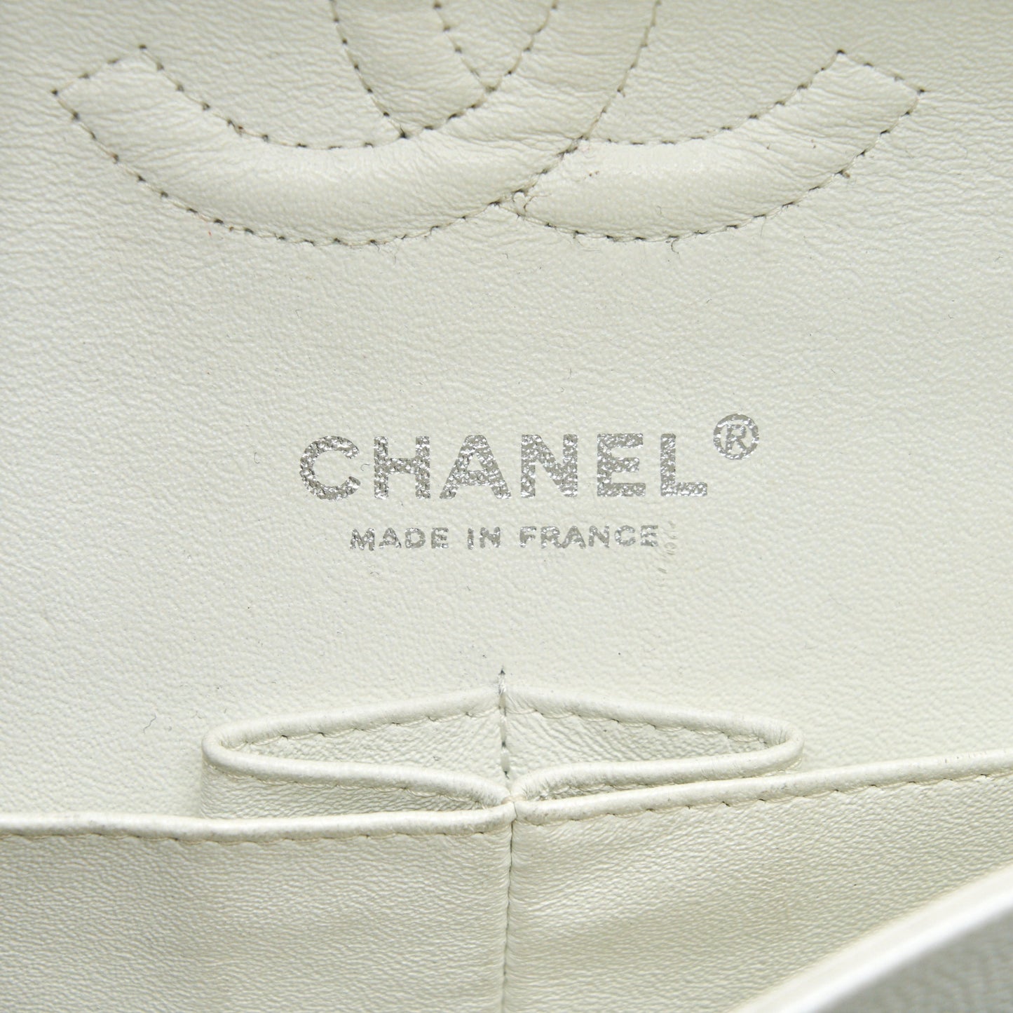 CHANEL MEDIUM CLASSIC DOUBLE FLAP BAG CAVIAR WHITE