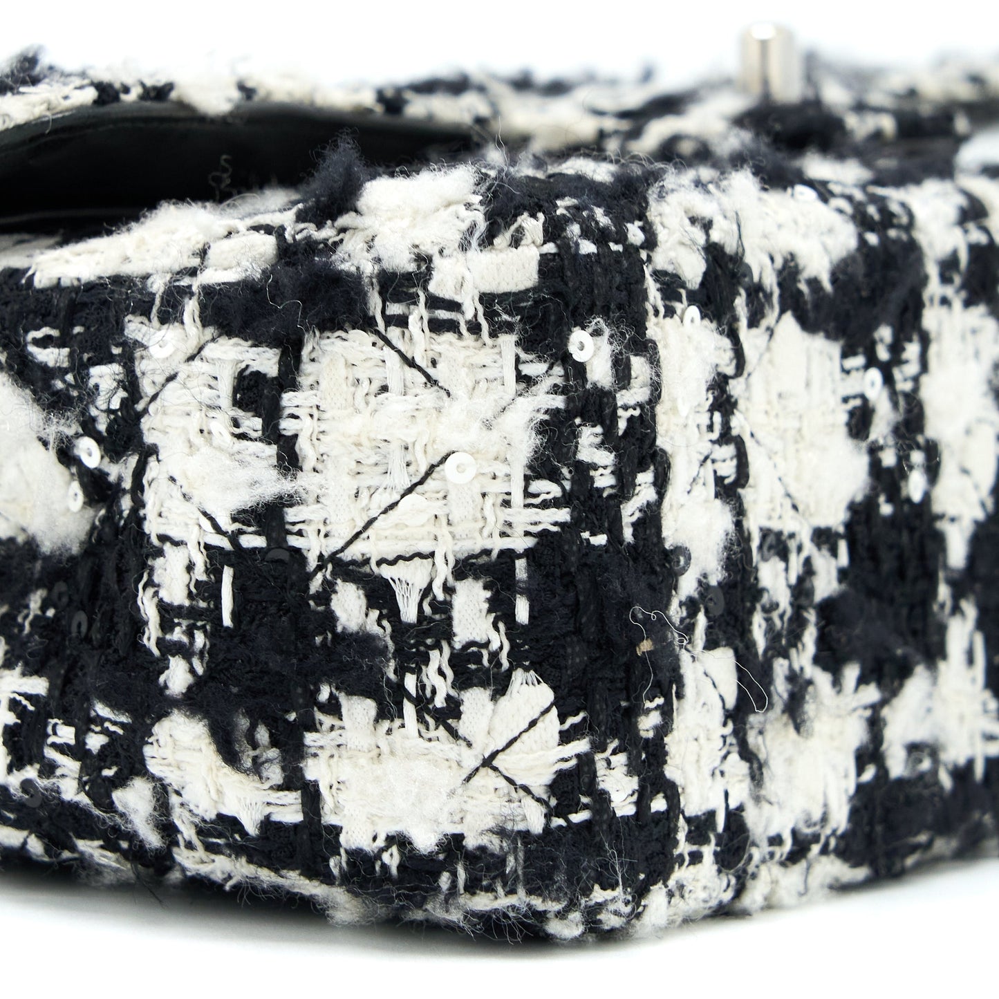 Chanel  Medium Classic Flap Bag Tweed Black And White