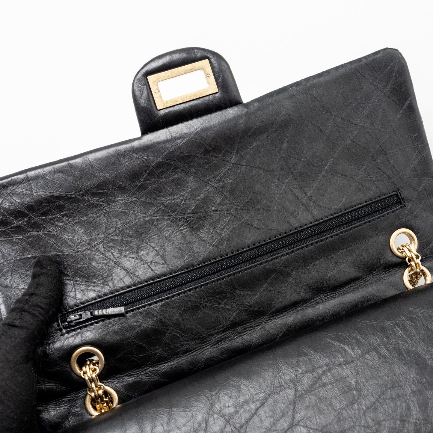 Chanel Large 2.55 Reissue Double Flap Bag Aged Calfskin Black