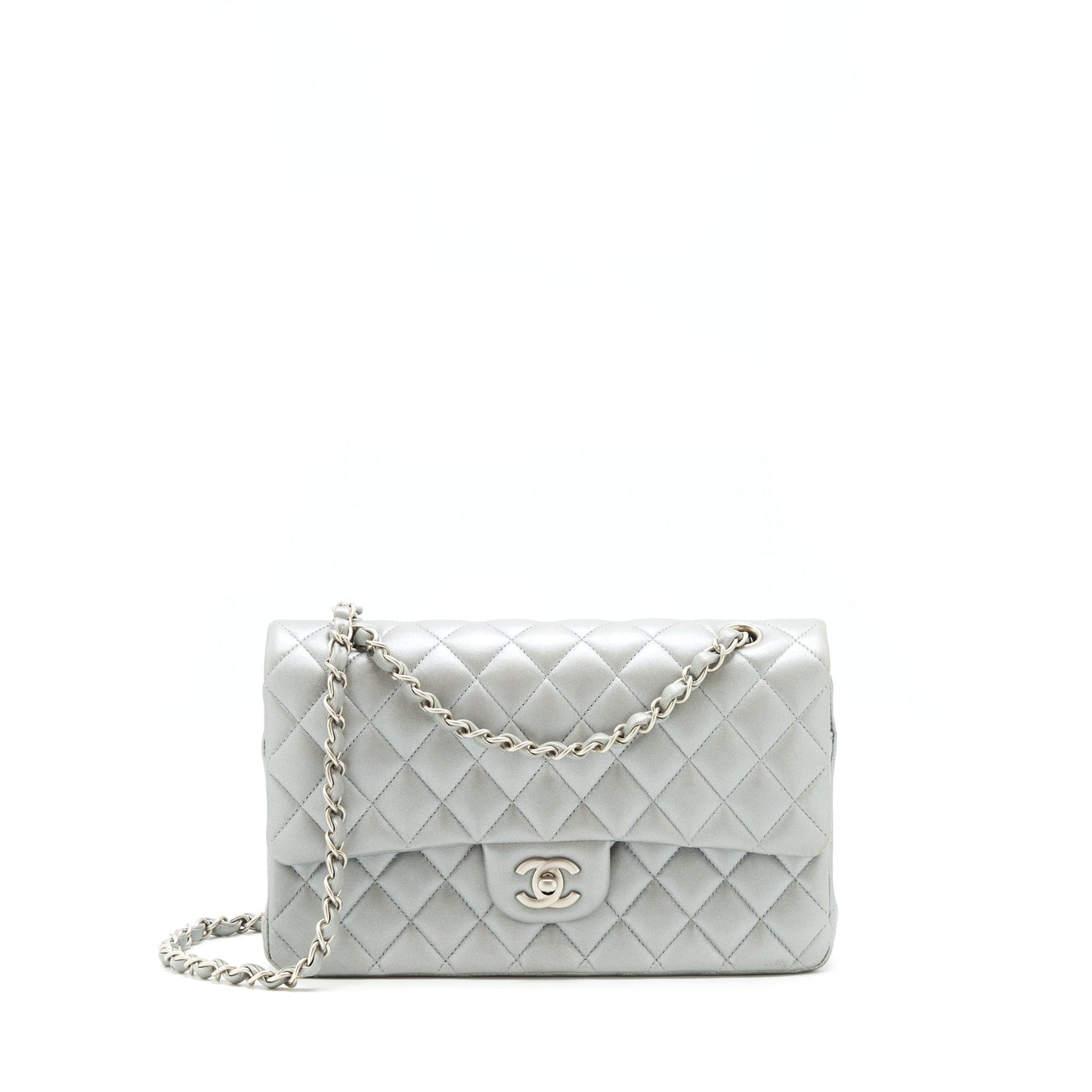 Chanel Medium Classic Flap Bag Silver Grey