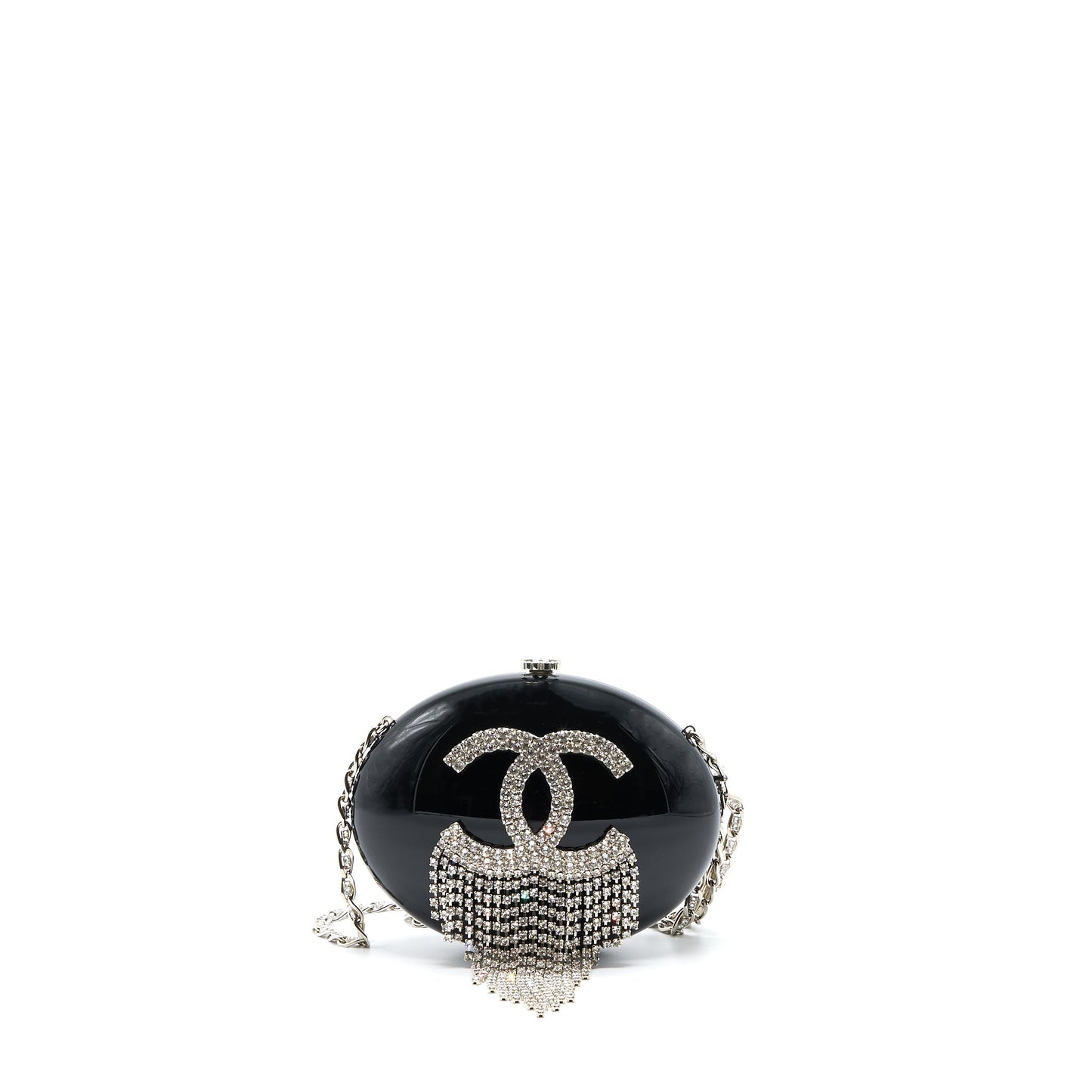 Chanel Runway Orb-shaped Evening Clutch Black with Crystal / Crystal Chain