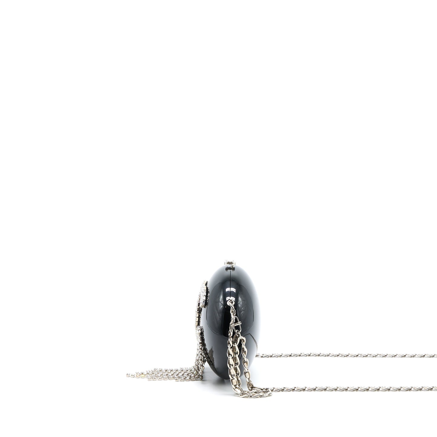 Chanel Runway Orb-shaped Evening Clutch Black with Crystal / Crystal Chain