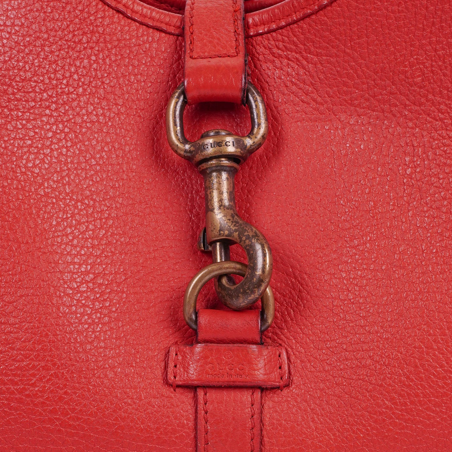 Gucci Jackie Bardot Red Leather Shoulder Bag