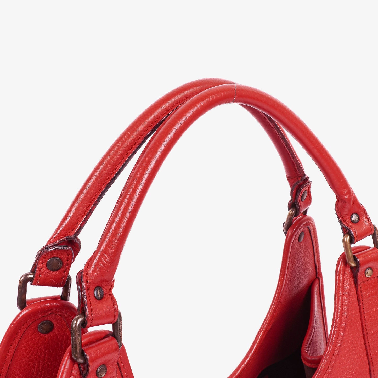 Gucci Jackie Bardot Red Leather Shoulder Bag