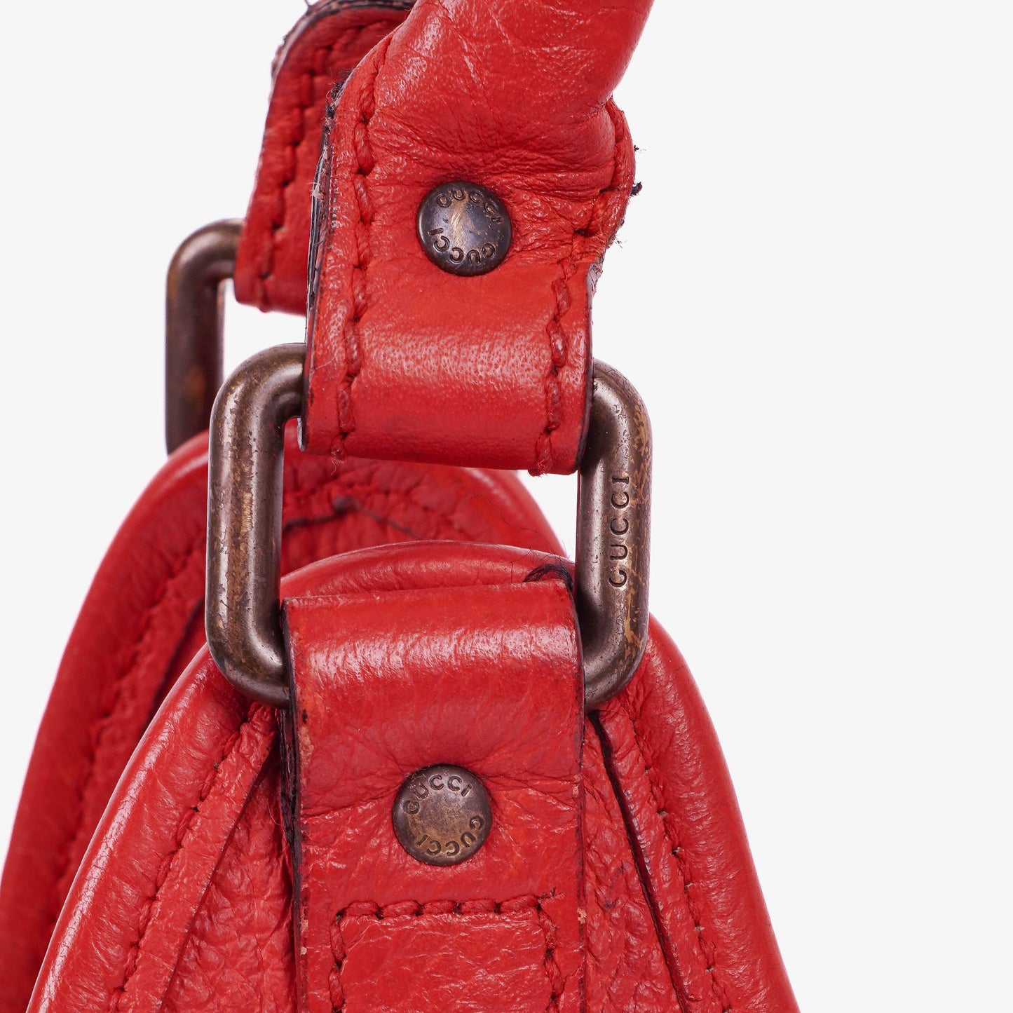 Gucci Jackie Bardot Red Leather Shoulder Bag