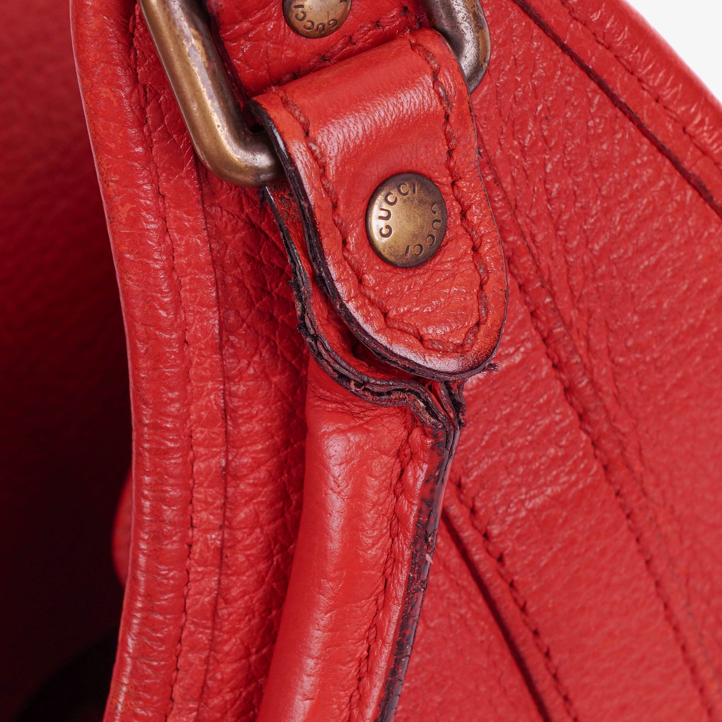 Gucci Jackie Bardot Red Leather Shoulder Bag