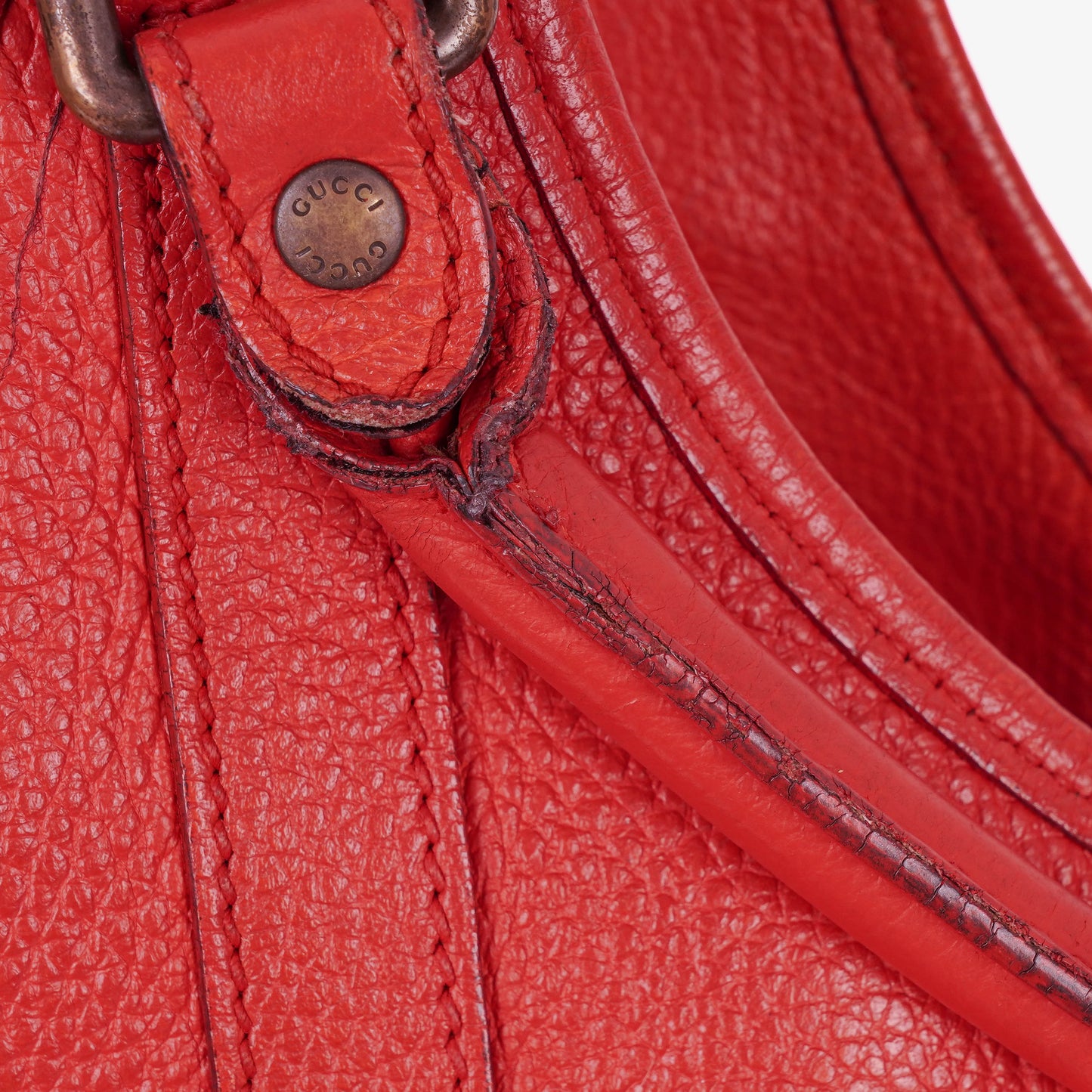 Gucci Jackie Bardot Red Leather Shoulder Bag