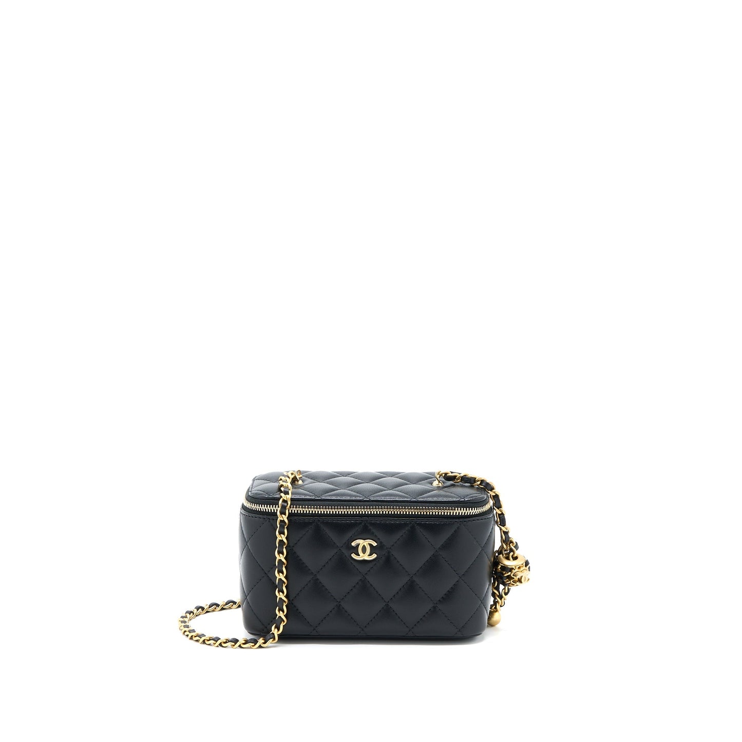 Chanel Pearl Crush Long Vanity Lambskin Black Brushed