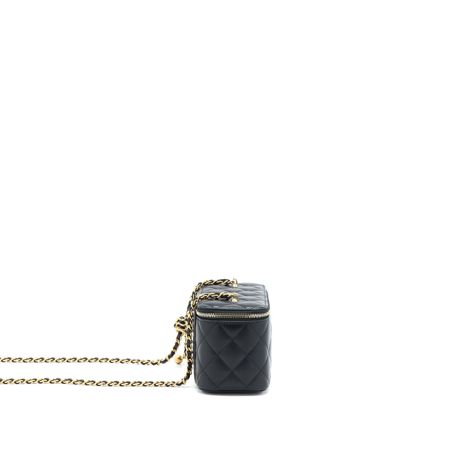 Chanel Pearl Crush Long Vanity Lambskin Black Brushed