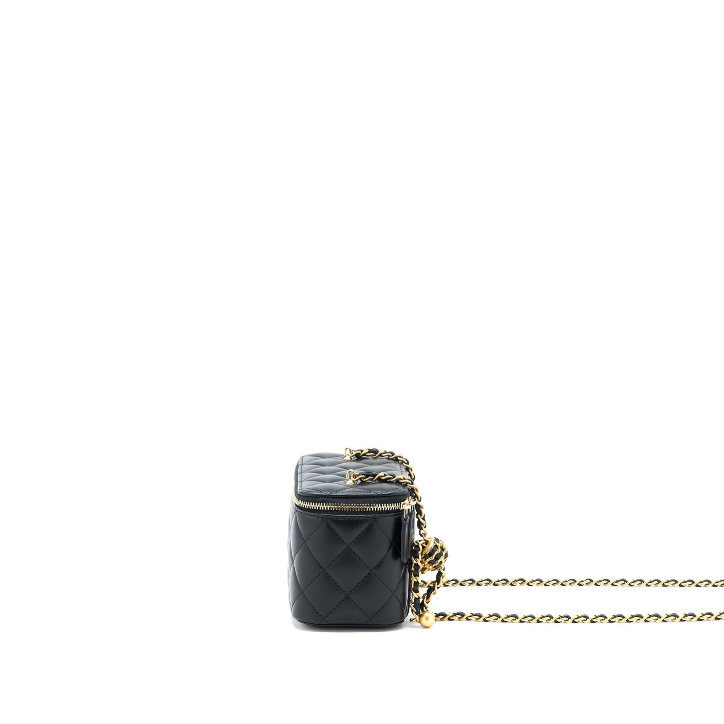 Chanel Pearl Crush Long Vanity Lambskin Black Brushed