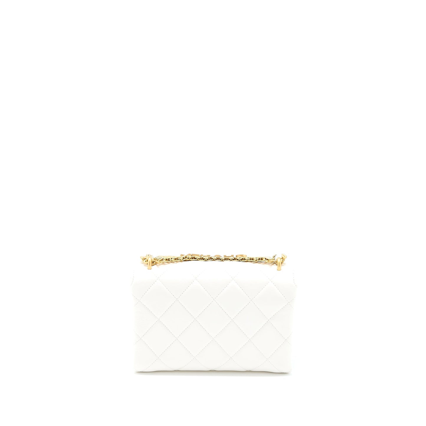 Chanel Quilted Flap Bag with Letter Chain Lambskin White  (Microchip)