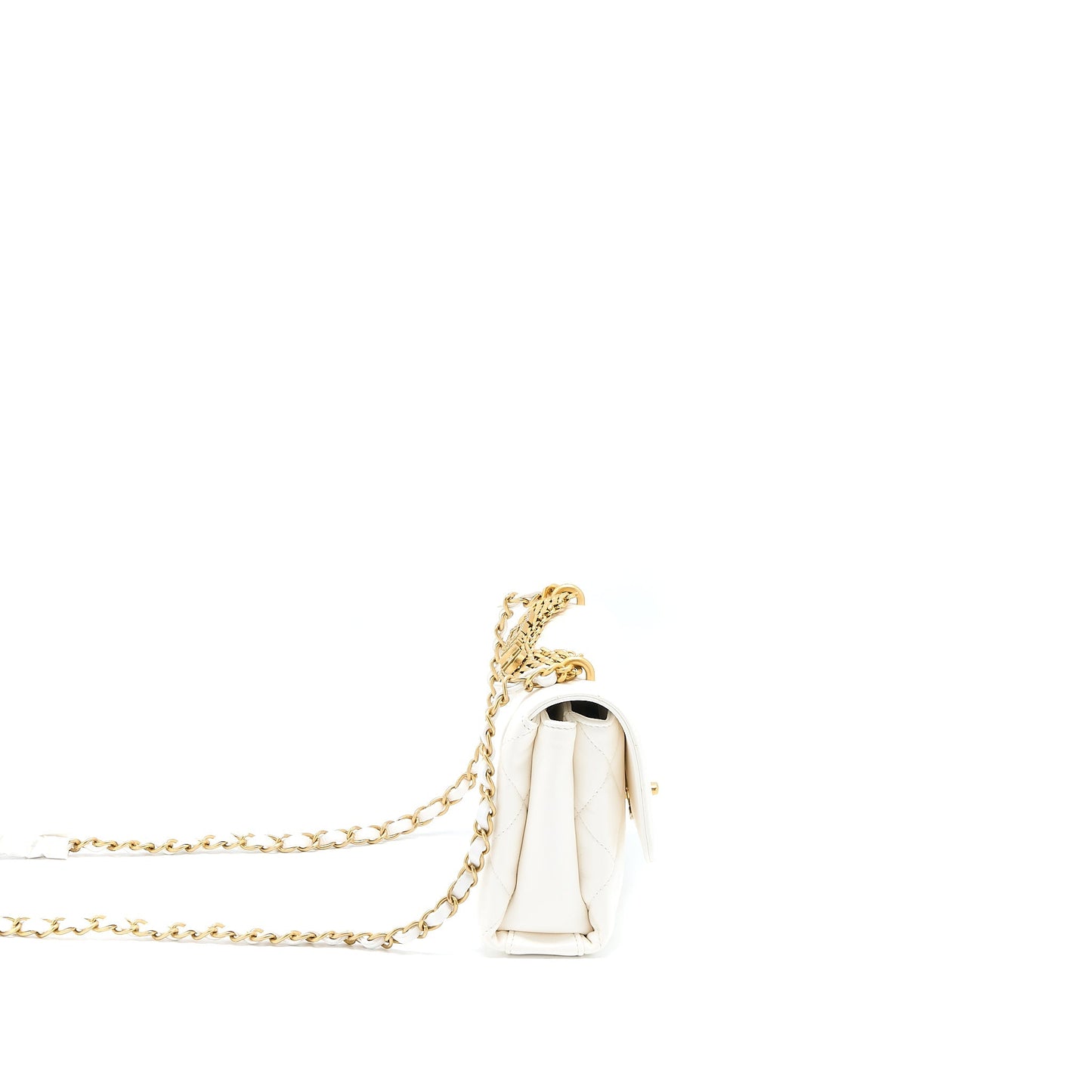 Chanel Quilted Flap Bag with Letter Chain Lambskin White  (Microchip)