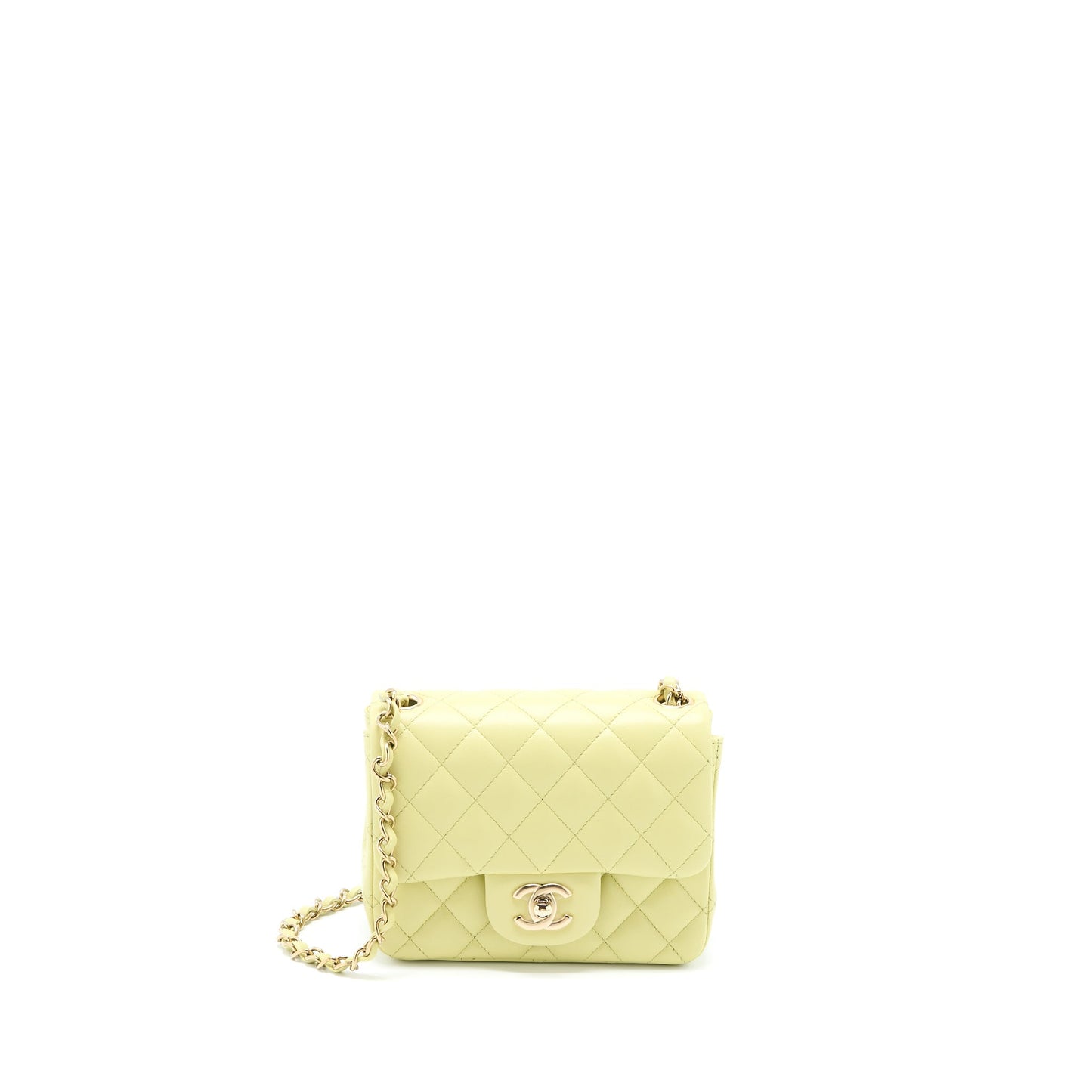 Chanel 23C Mini Square Flap Bag Lambskin Light Green L (Microchip)