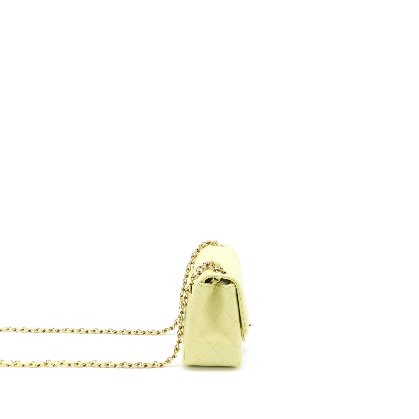 Chanel 23C Mini Square Flap Bag Lambskin Light Green L (Microchip)