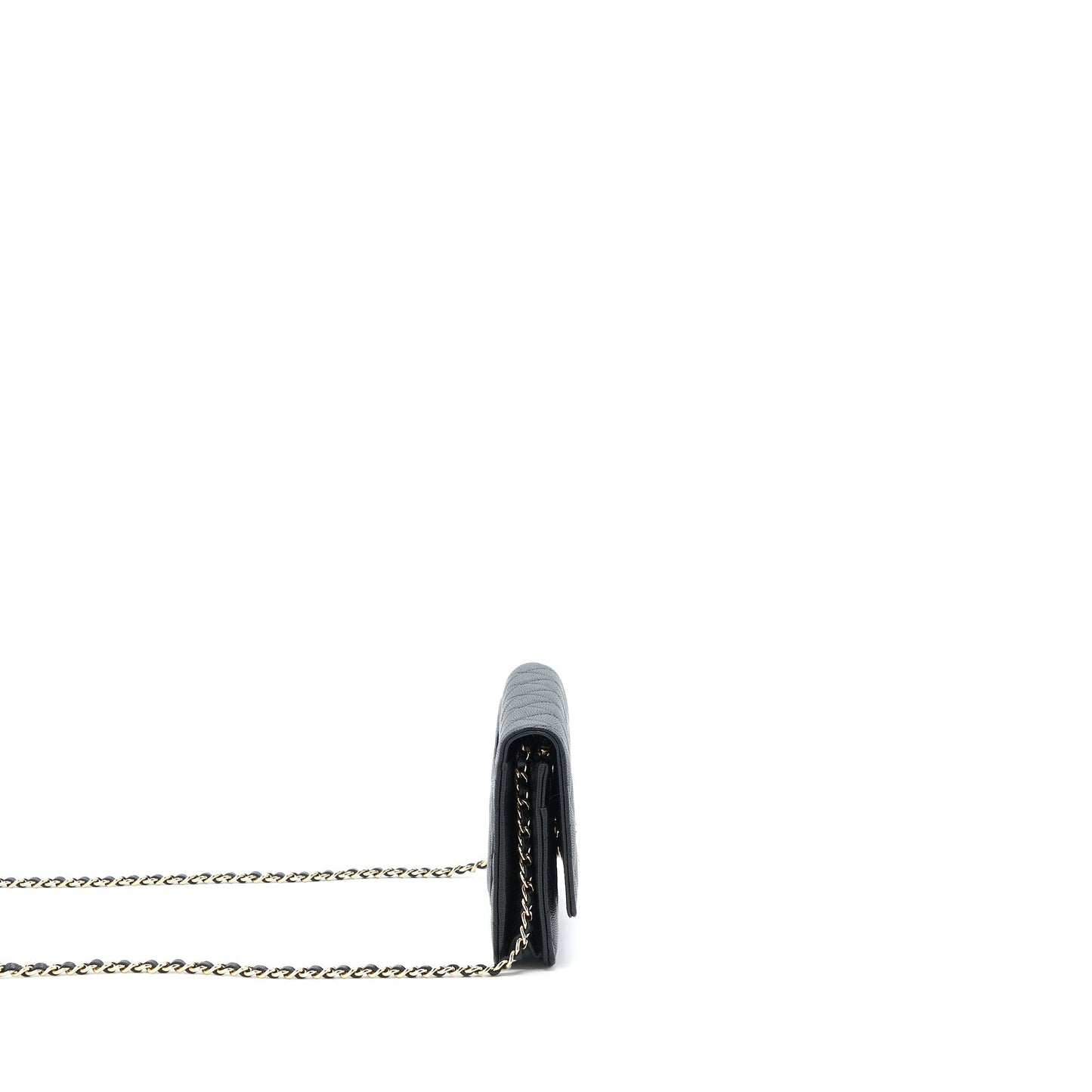 Chanel Giant CC Logo Wallet On Chain Caviar Black L (Microchip)