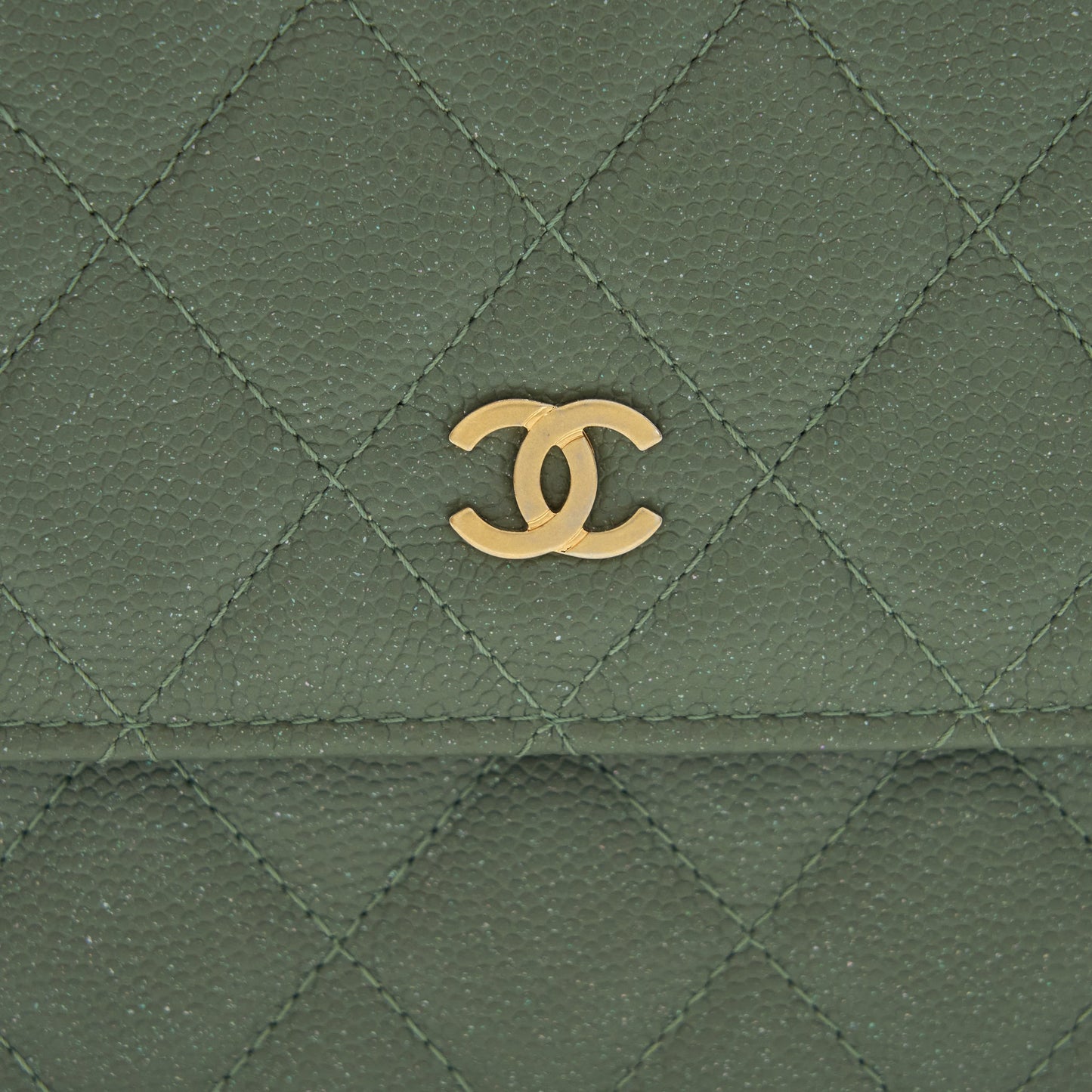 Chanel Wallet On Chain Square Caviar Green
