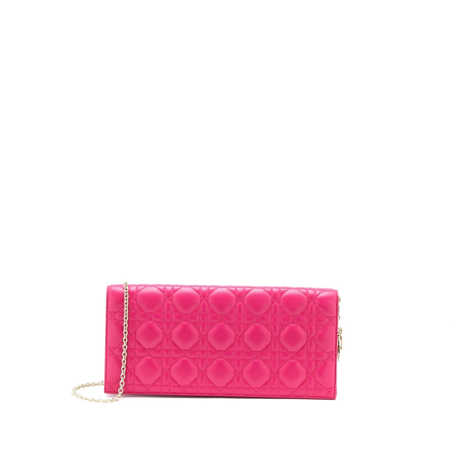 Dior Cannage Quilted Lady Dior Chain Clutch Lambskin Pink