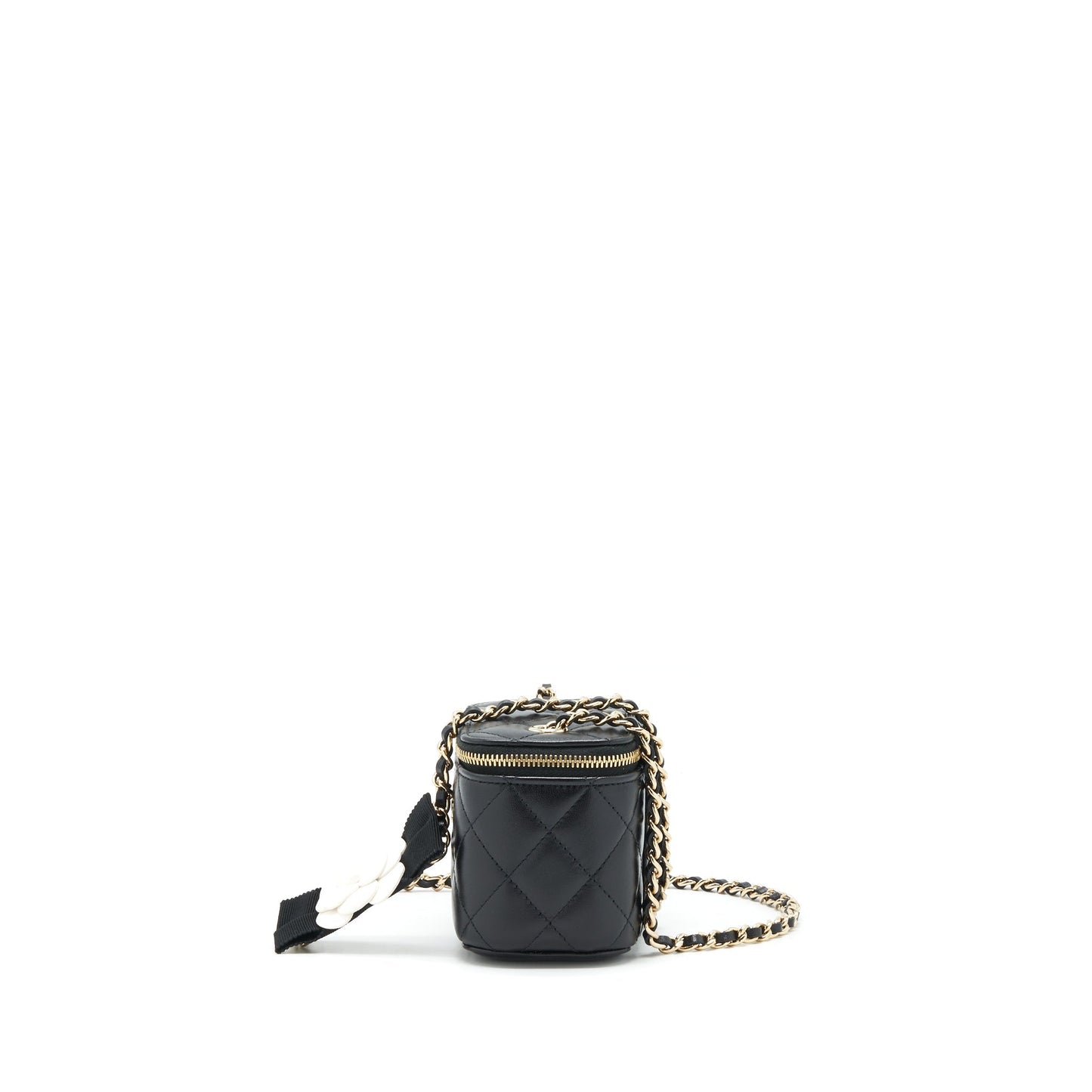 Chanel Mini Vanity With Camellia Chain Lambskin Black L