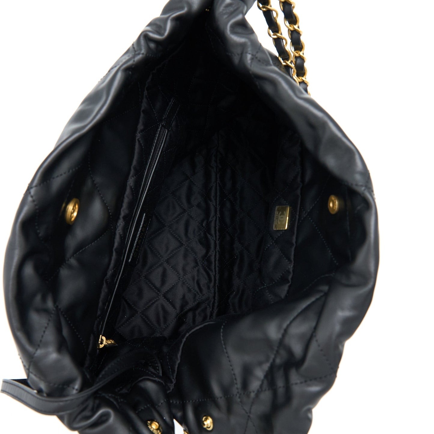 Chanel 22 Bag Medium Shiny Calfskin Black  (Microchip)