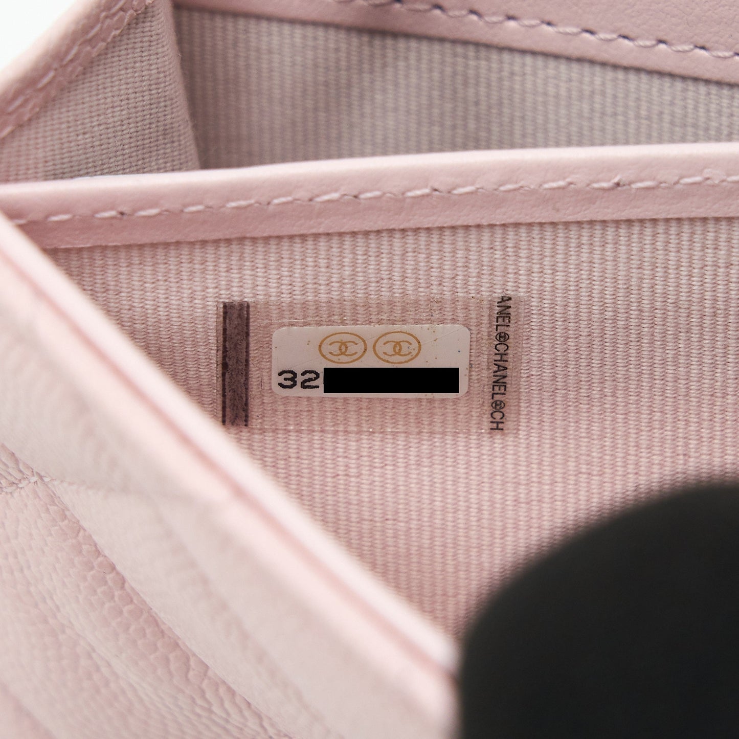 Chanel 22S detailed logo flap long wallet caviar light pink with L