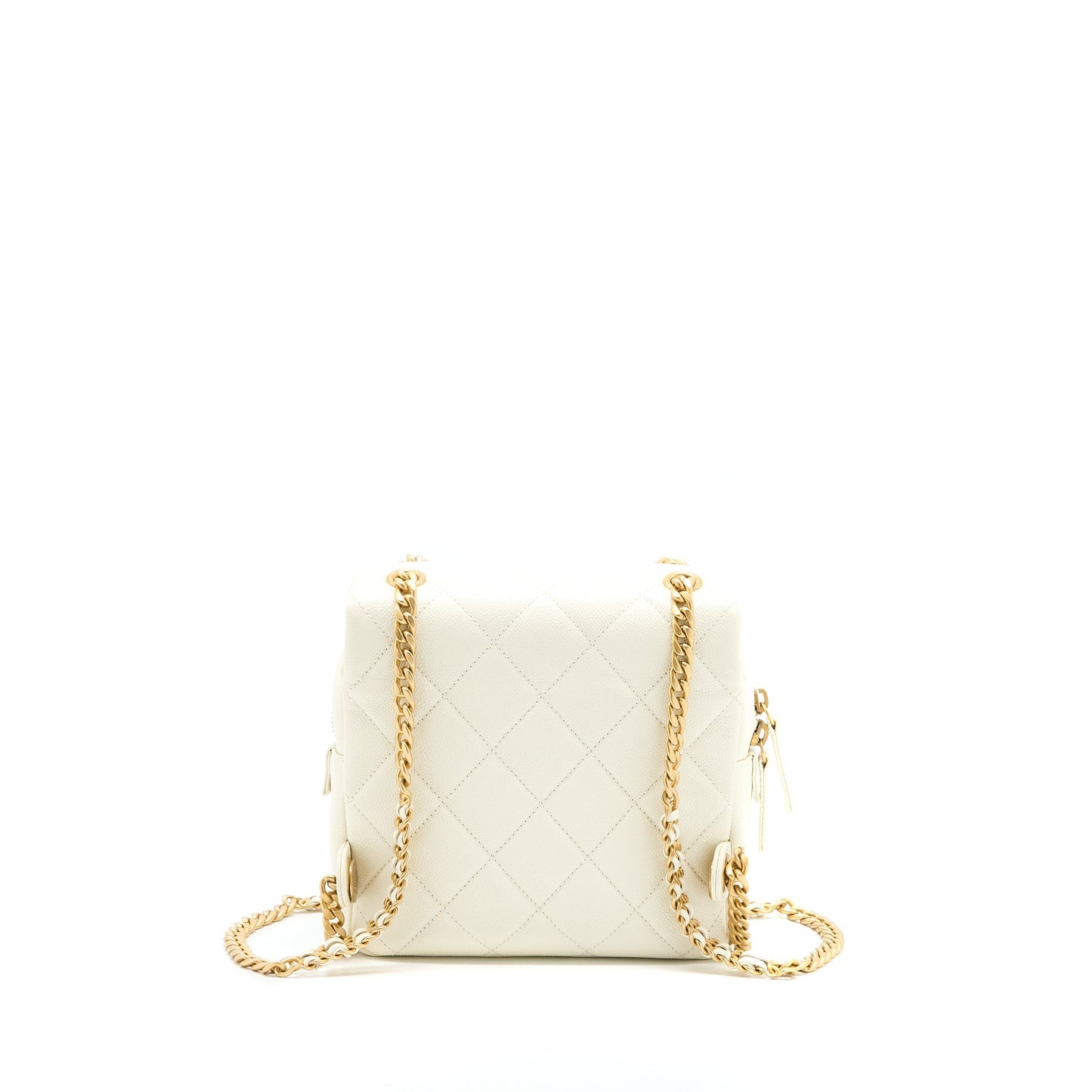 Chanel 22P Flap Backpack Caviar White Brushed  (Microchip)