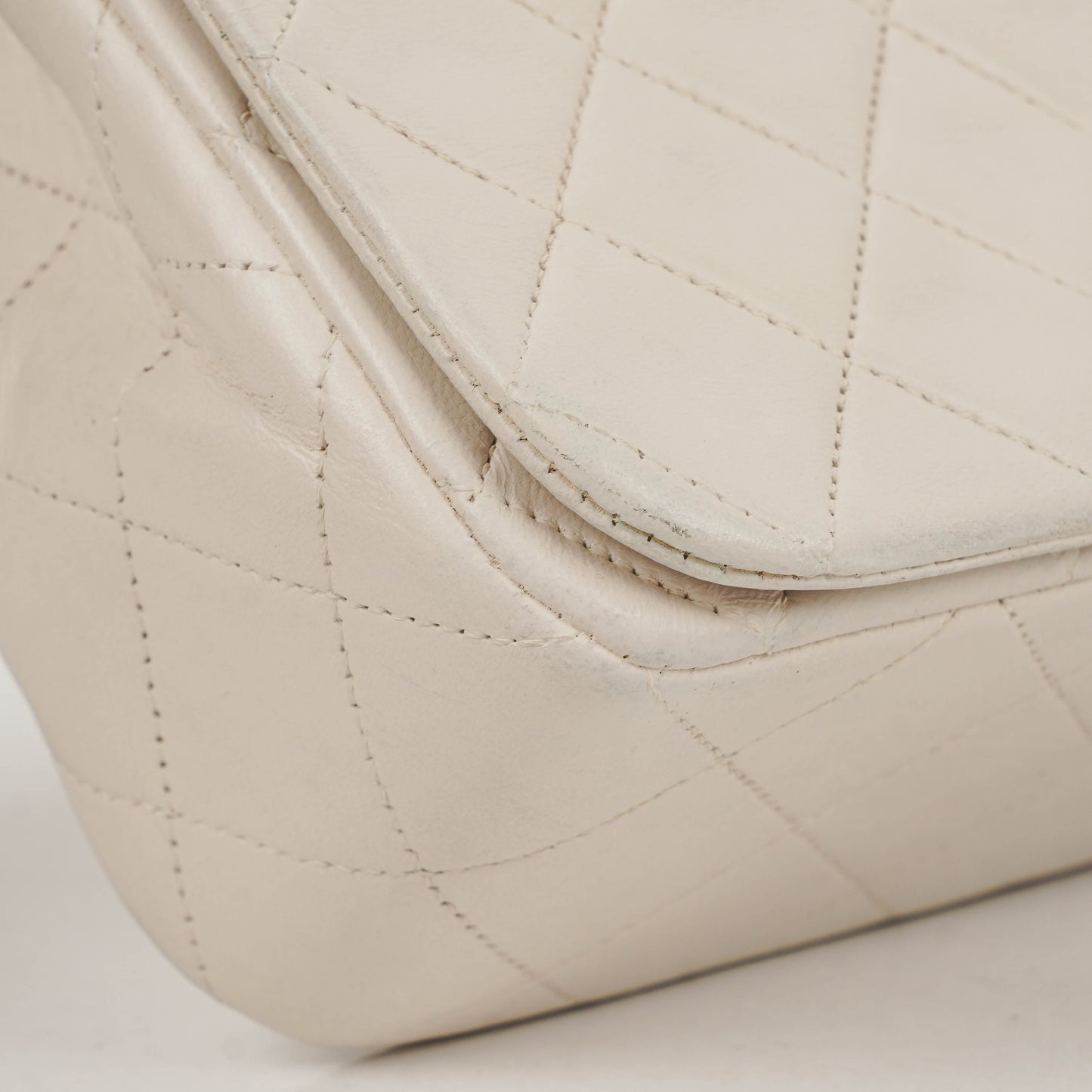 Chanel Small Classic White Quilted Lambskin Full Flap With 24K Gold-Plated Hardware