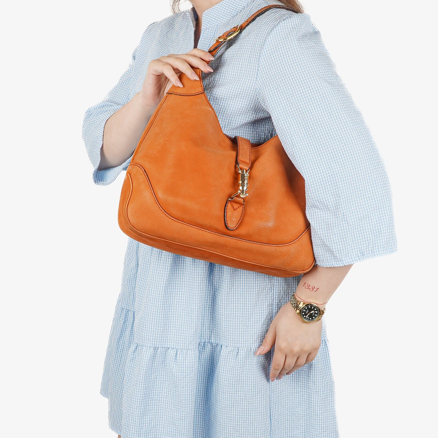 Gucci Jackie Orange Leather Shoulder Bag