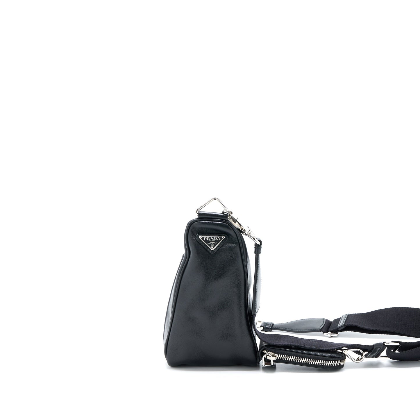 Prada Triangle Leather Mini Purse Black