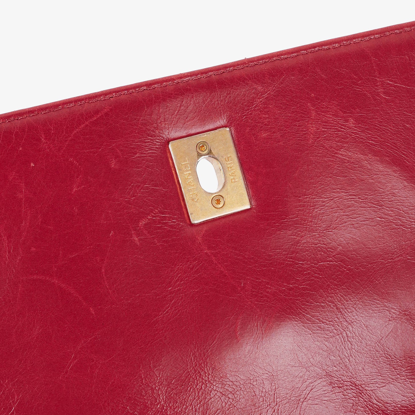Chanel Large Red Chevron Quilted Calfskin Coco Handle Flap