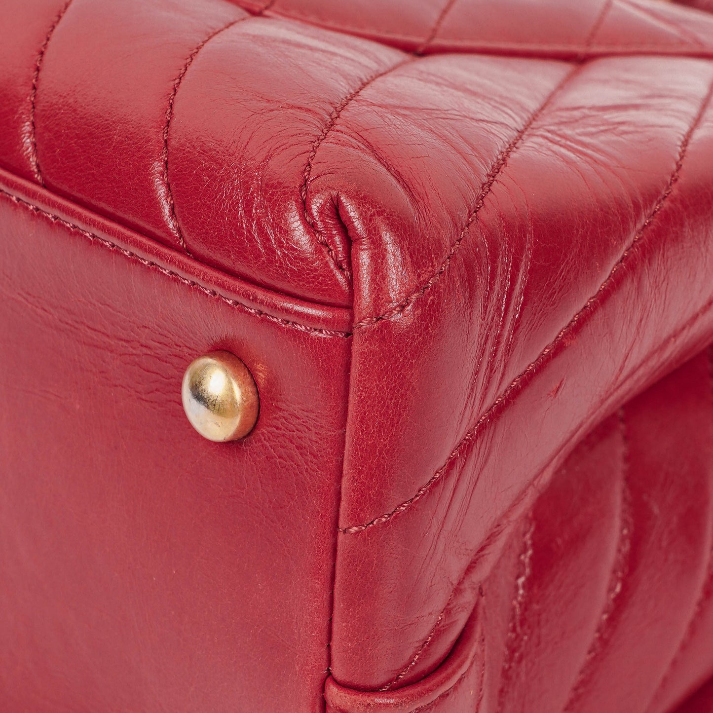 Chanel Large Red Chevron Quilted Calfskin Coco Handle Flap