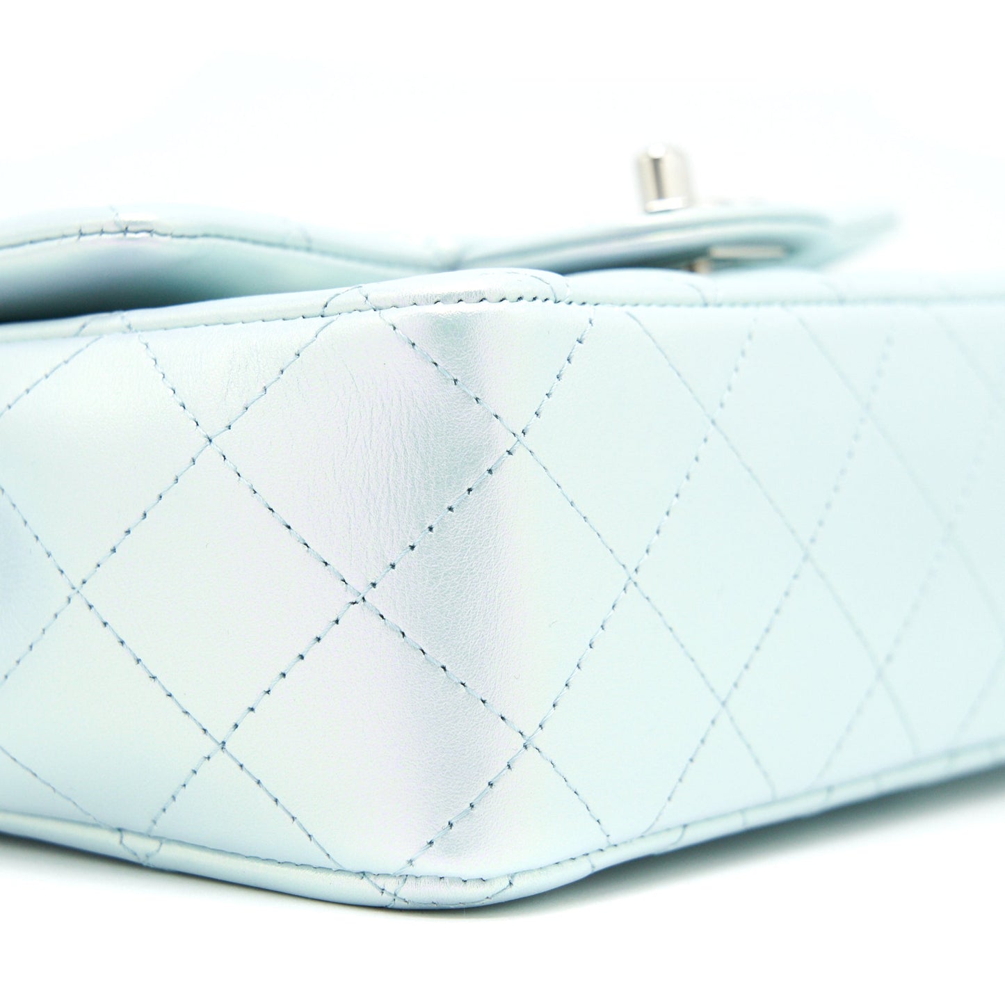 Chanel 21K Iridescent Baby Blue Mini Rectangular