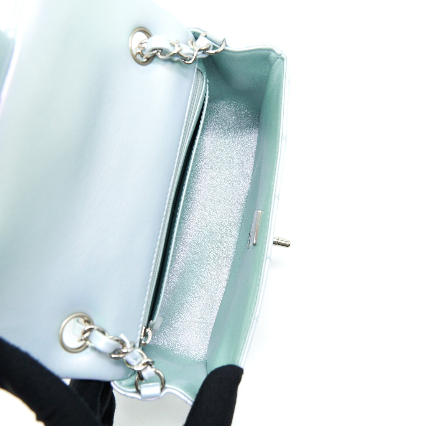Chanel 21K Iridescent Baby Blue Mini Rectangular