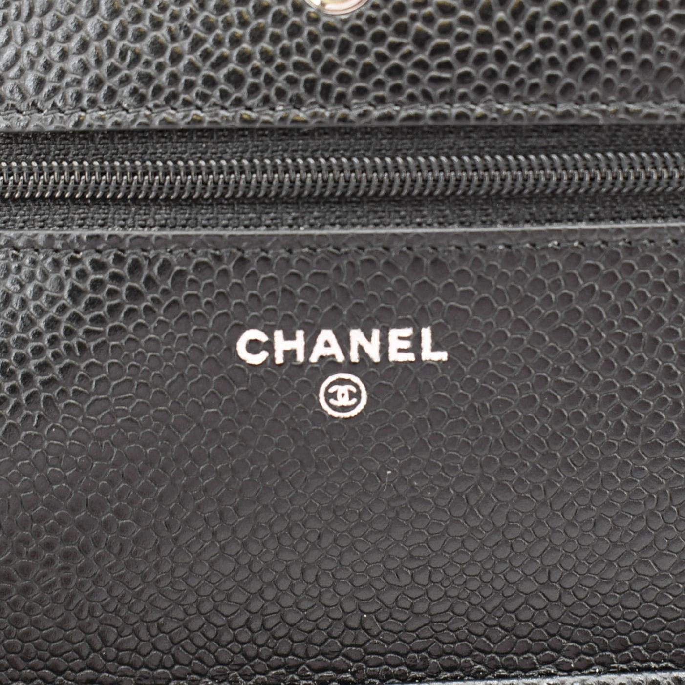 CHANEL Wallet On Chain Quilted Caviar Leather Crossbody Bag Black