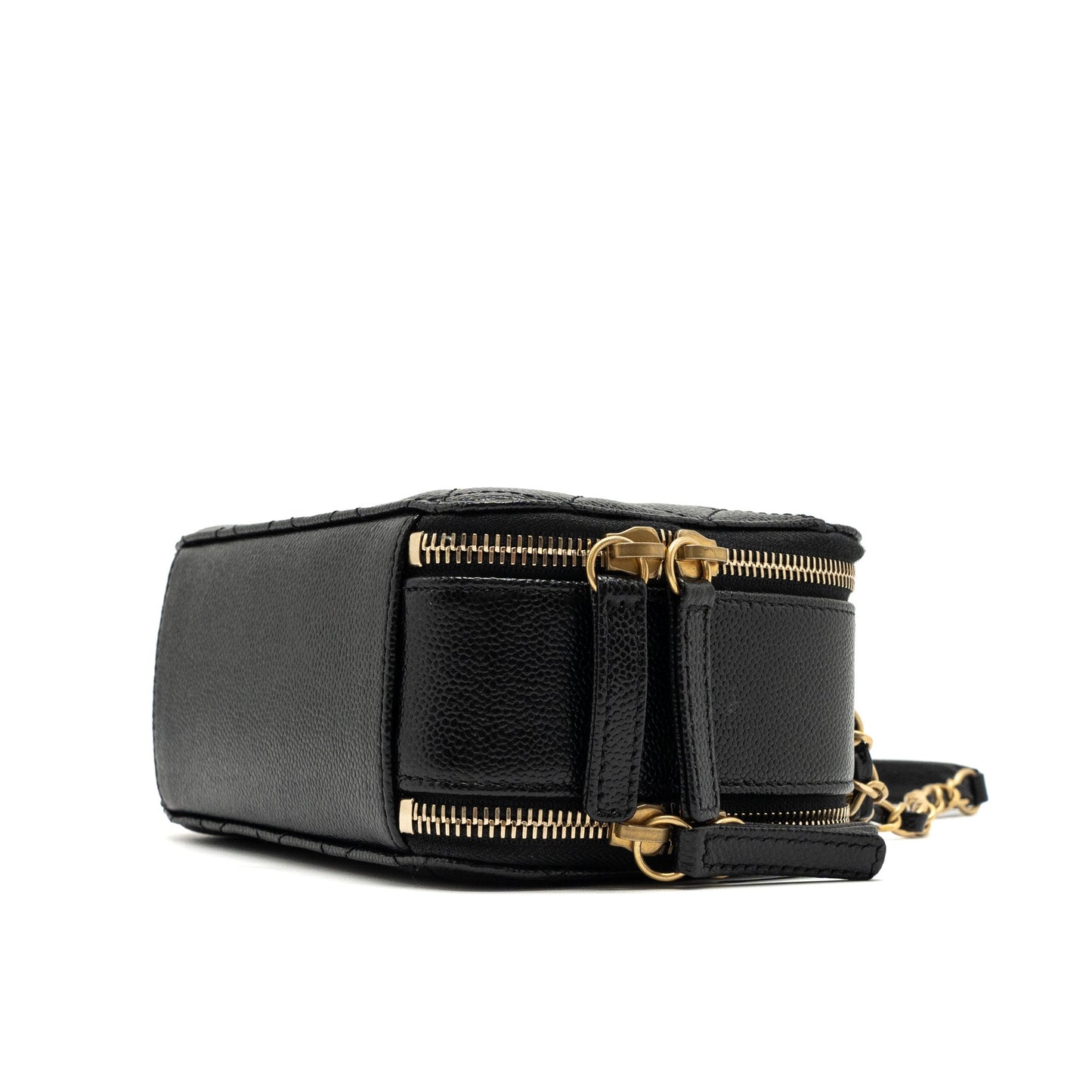 Chanel 22S Letter Top Handle Small Vanity Case Caviar Black Brushed  (Microchip)