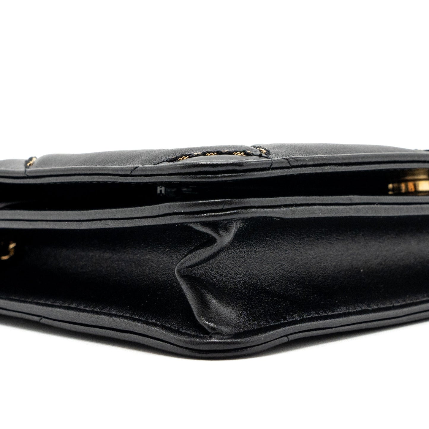 Chanel Quilted Wallet on Chain Shiny Calfskin Black  (Microchip)