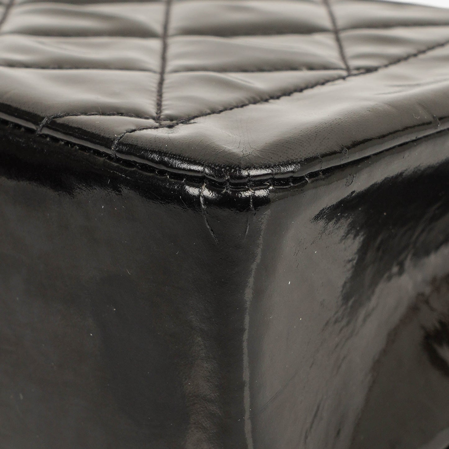 Chanel Mini Full Flap Black Quilted Patent Leather  Bag