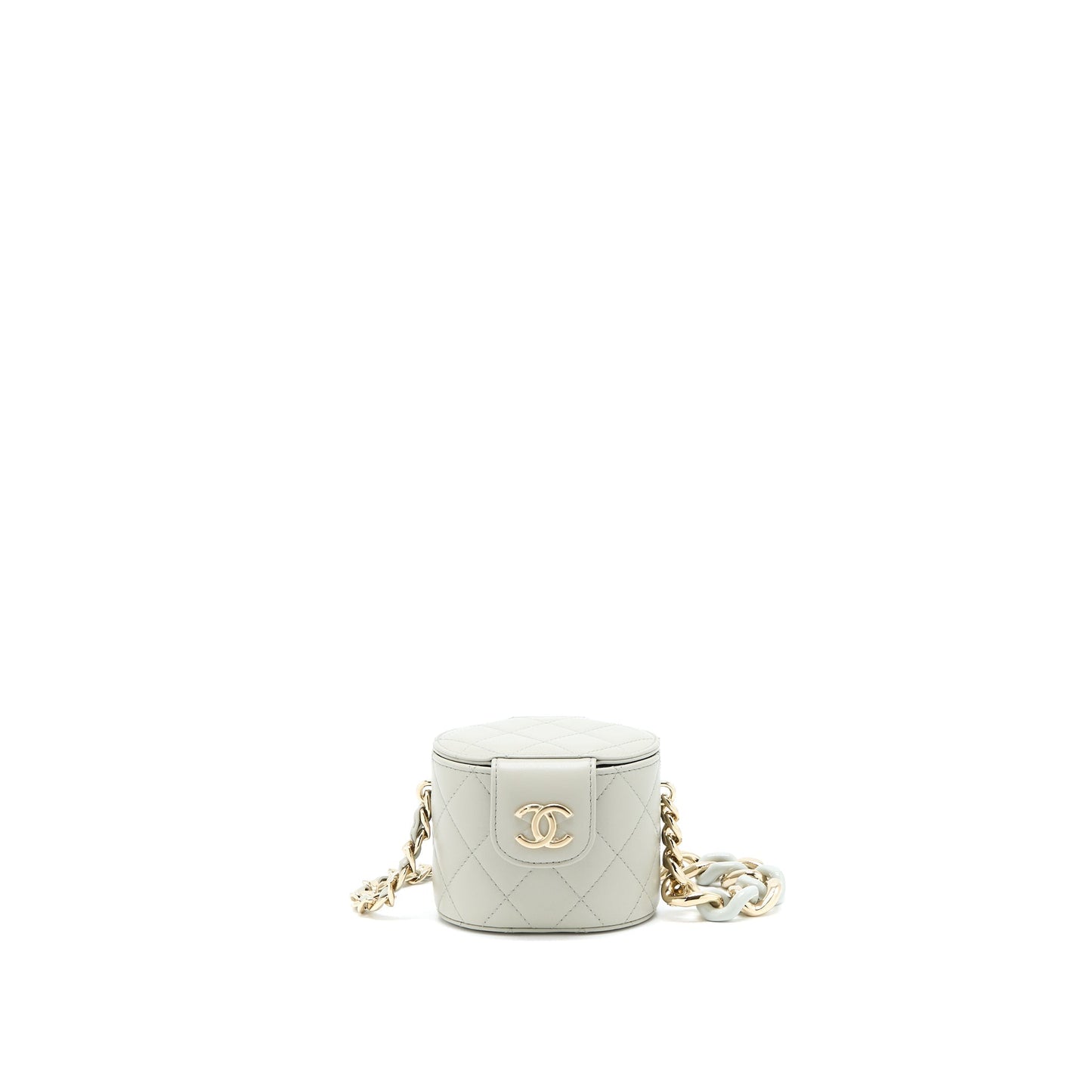 Chanel Giant Chain Mini Vanity Case Lambskin Light Grey L