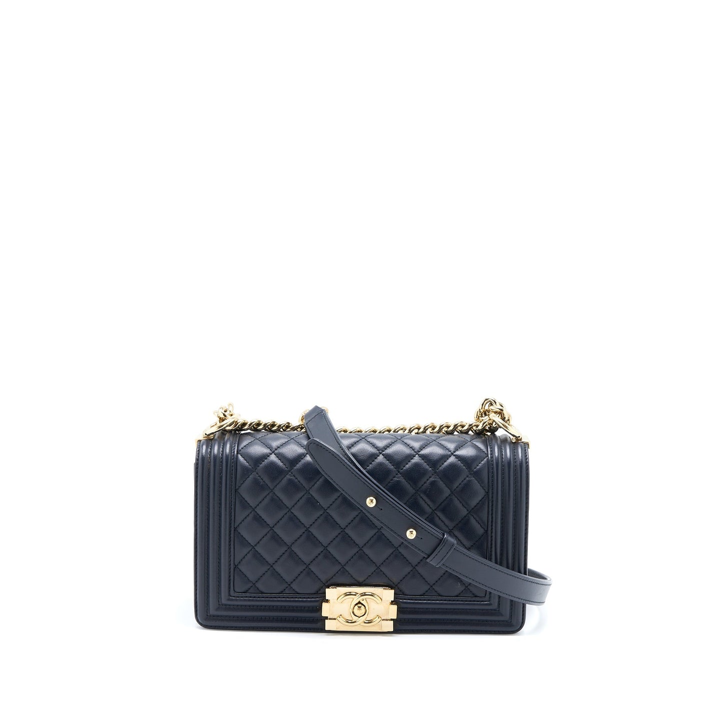Chanel Medium Boy Bag Calfskin Navy L