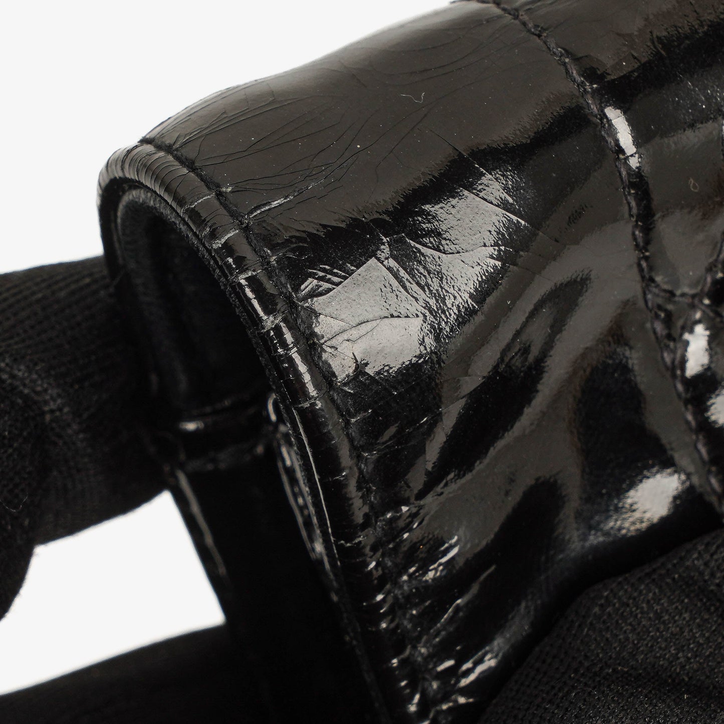 Chanel Mini Full Flap Black Quilted Patent Leather  Bag