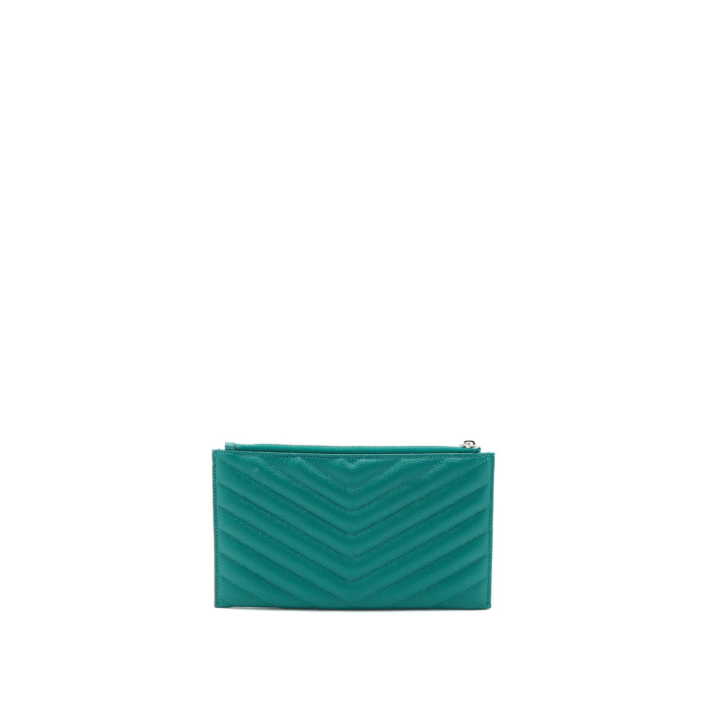 Saint Laurent Cassandra Matelasse Zipped Pouch Grained Calfskin Green