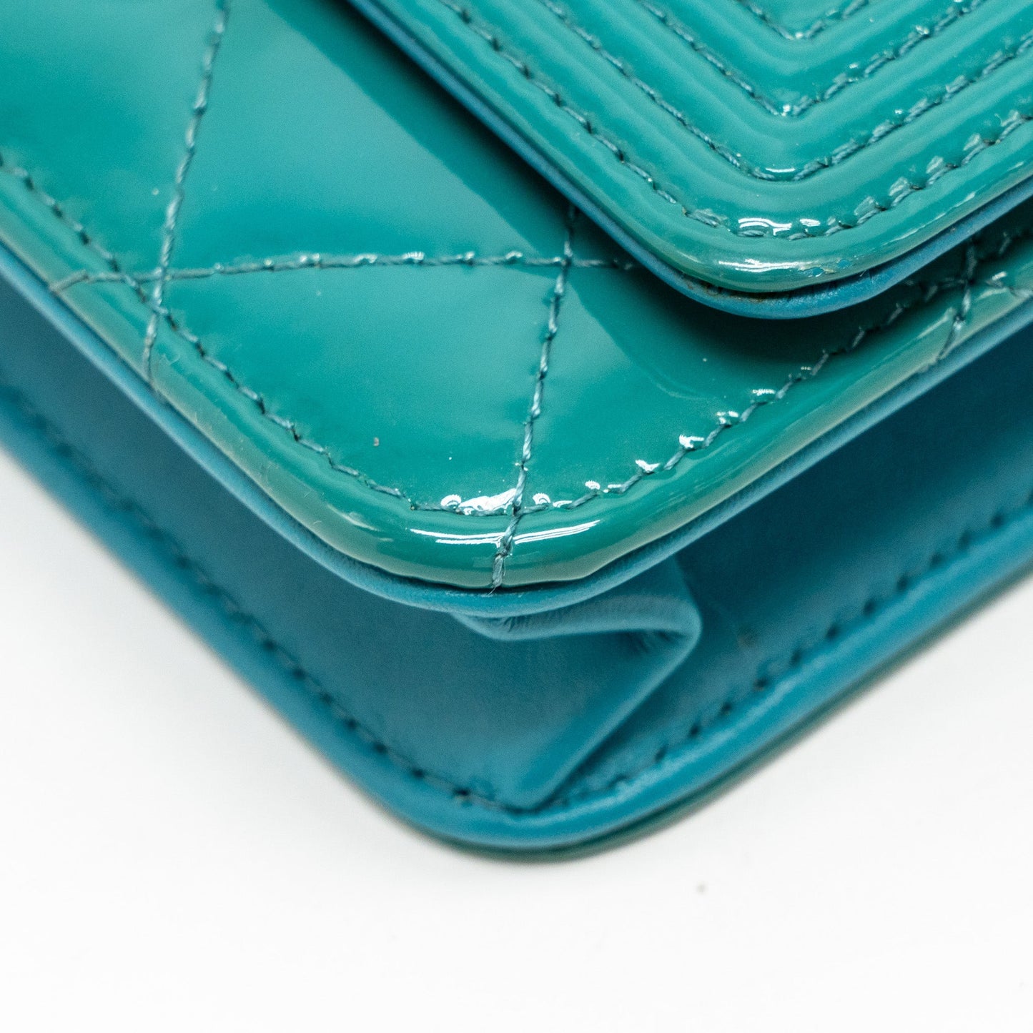 Chanel Boy Wallet on Chain Patent Green