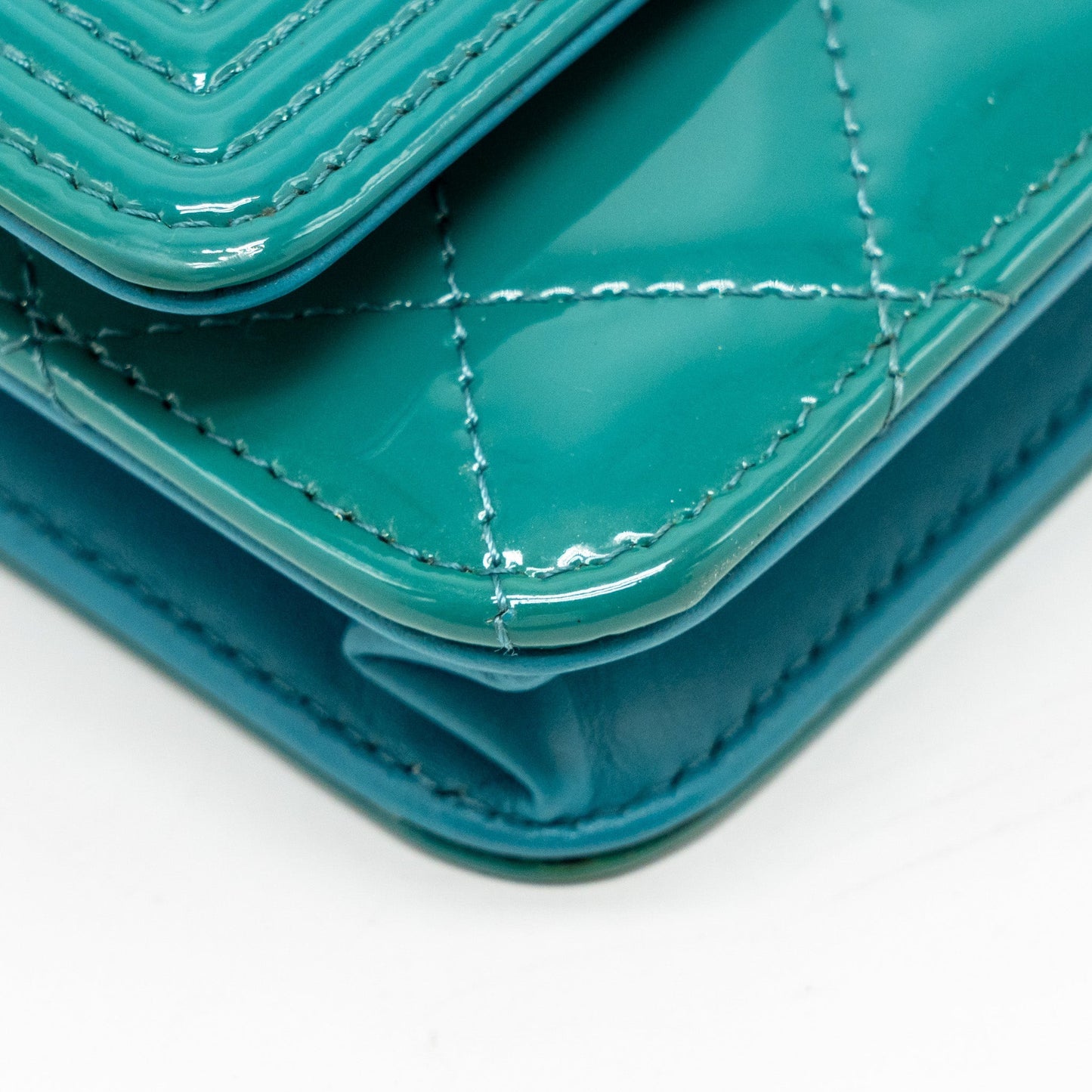 Chanel Boy Wallet on Chain Patent Green